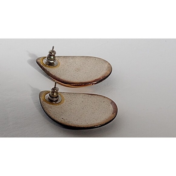 Southwest Bohemian Black & Gold Ceramic Teardrop Earrings Post 2 3/4 inch - Picture 8 of 9